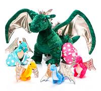 7 Pezzi di Giocattoli Drago Animale di Peluche Drago Grande 40 cm con 4 Graziosi Cuccioli di Drago di Peluche e 2 Uova nella Pancia di Mamma Drago Regali di Compleanno per Adolescenti(Stile Carino)
