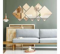 7 pezzi di piastrelle a specchio da parete, specchio da parete, specchi rombici per pareti, per camere da letto, casa, palestra, guardaroba, porte, decorazioni (Argento)