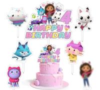 7 Pezzi Gabb decorazioni per torte, Gabb Cake Topper Anniversaire, Gabb Décorations de Cupcakes, Happy Birthday Decorazioni, Cupcake, Bambini Compleann Decorazione,4 Anno Compleanno