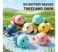 7 pezzi Giocattoli da bagno per bambini a carica manuale, senza batteria, tartaruga, delfino e anatra da nuoto, giocattoli d'acqua per bambini piccoli, vasca da bagno, piscina, regalo estivo 3 Tartaru