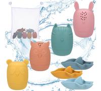 7 Pezzi Giochi Bagnetto in Silicone Sensoriali per Neonato 1 Anno e Oltre - Vasca da Bagno e Piscine per Bambini Colorati