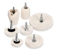 7 Pezzi Kit di Ruote per Lucidatura in Cotone Gambo 6,35 MM | Metalli e Vetro, Rimuove Graffi su Superfici Varie, Beige, per Gioielleria e Lavorazione del Legno