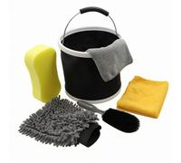 7 Pezzi Kit Lavaggio Auto con Secchio Pieghevole Antigraffio Accessori Completo