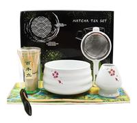 7 Pezzi Matcha Kit Fruste, Matcha Whisk Set, Japanese Tea Set, Ciotola Matcha, Portacucchiaio, Porta Frullino, per Gli Amanti Della Cultura Giapponese del Matcha, per Cerimonia del Tè (Bianco)