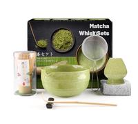 7 pezzi Matcha Set, Broom Matcha in bambù, Masha Tea Set with Matcha Spoon, Whisk Holder, Matcha Scopa, Shovel, Strainer, Matcha Accessories Japanese Tea Ceremony Best Gift, Verde becco appuntito