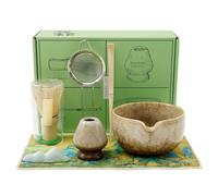 7 pezzi Matcha Starter Kit,Ciotola in ceramica per matcha con beccuccio, ciotola tradizionale per matcha con frusta, pala, pala, supporto, asciugamano, supporto per la massima esperienza di matcha