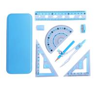 7 pezzi metallo set di compasso scuola media, squadrette da disegno 45 e 60, righello 15 cm set di compasso scuola elementare, adatto per studenti matematica e istruzione domestica (Blu)