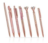 7 Pezzi Penna Sfera Oro Rosa, Cristallo Penna a Sfera Metallo Inchiostro Nero Punta Fine Penne Diamantate Oro Rosa Penne a Sfera Glitterate per Matrimonio Casa Scuola Ufficio Forniture