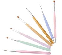 7 Pezzi Pennello Nail Art Doppia Punta, Manico in Legno Alluminio | Nailon Fine per Tratti Precisi, Uso Domestico e Professionale, Adatto a Lavori di Manicure