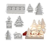 7 Pezzi Pictures Di Candles Di Natale In Silicone, Pictures In Resina Of The'albero Di Natale, Forme Di Casa E Set Di Fusione Del Supporto Per Candles, Strumento Per Creazione Di Aromaterapia, Regali