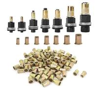 7 Pezzi Rivettatrici Manuali Di Teste Set: Set Di Testine per Rivetti Manuali, Con 70 Pezzi Dadi, Rivetti Filettati Nero, Accessori per Rivettatrice per M3, M4, M5, M6, M8, M10, M12