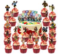 7 Pezzi Roblx Decorazione per Torta, Roblx Decorazione per Torta, Set di Topper per Torta Rob, Topper Happy Birthday per Festa di Compleanno, Forniture per Decorazione di Torte