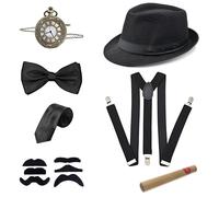 7 Pezzi Set Accessori Anni 20 per Uomo Gatsby Gangster Costume Accessori con