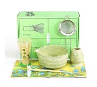 7 pezzi Set da tè giapponese Matcha,Ciotola per matcha con beccuccio,frusta in bambù,supporto per frusta,cucchiaino,supporto per cucchiaio in ceramica,setaccio,canovaccio,per gli amanti del matcha