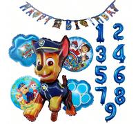 7 pezzi Set di decorazioni per festa di compleanno a tema Paw Patrol, include palloncini a forma di numeri - Decorazioni ufficiali a tema Chase e Skye, adatte per bambini stile3,stile1,stile2,stile4,s