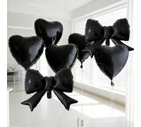 7 pezzi Set di decorazioni per palloncini da festa neri, palloncini a forma di fiocco da 18" e palloncini foil a forma di cuore, adatti per feste di compleanno, anniversari, proposte, festa di nascità