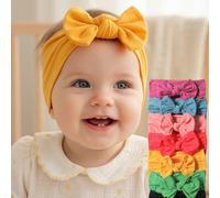 7 pezzi Set di fasce per capelli con fiocco in nylon color caramella, accessori per capelli elastici multifunzionali per neonati, adatti per uso quotidiano Tagli UnicaColore unico,PiantePoliammide