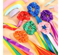 7 pezzi Set di nastri arcobaleno, bacchette elastiche da danza con nastri, nastri per ginnastica ritmica per Natale, San Valentino, lezioni di musica, accessori da ballo, braccialetti da danza multico