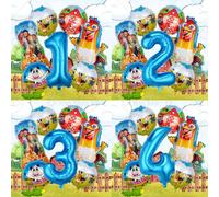 7 pezzi Set di palloncini a tema fattoria, include palloncini a numero da 32 pollici dal 1 al 9, un palloncino a forma di pollo e palloncini rotondi, adatto per decorazioni di compleanni, anniversari,