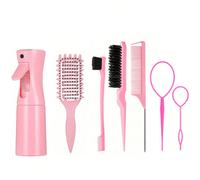 7 pezzi Set di pettini per definire i ricci, include: 1 flacone spray da 200ml, 1 anello per acconciature, 1 pettine per applicare il colore, 1 pettine a coda di topo con bordo, 1 pettine a coda di to