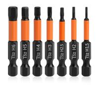 7 Pezzi Set di Punte Magnetiche Esagonali,Set di Cacciaviti a Testa Esagonale,Inserti Torx,Set Testine Magnetiche in Acciaio S2,Sette Diverse Dimensioni H1,5/H2/H2,5/H3/H4/H5/H6