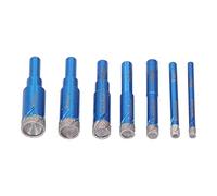 7 Pezzi Set di Set di Set di Fori Diamantato, Kit per Trapano Foro Secco per Piastrelle in Ceramica, Marmo, Vetro, Vuoto a Gambo Rotondo Brasatura con Cera di Raffreddamento,