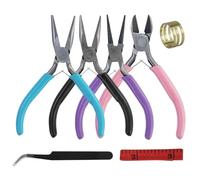 7 Pezzi Set Pinze 4,5 pollici con Anello Apertura e piede, Pinze rotonde, Tagliafili Piccole,Pinze a becco lungo,Strumenti Creazione Gioielli con ago,Per Creazione Gioielli