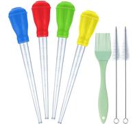 7 Pezzi Set Siringa Cucina Baster in Turchia Resistente al Calore Include 4 Siringa Carne, 1 Pennello Imbastitura Silicone e 2 Spazzola di Pulizia per Barbecue Griglia Cottura Strumento Cottura Cucina