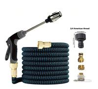 7 pezzi Set tubo flessibile espandibile ad alta pressione per lavaggio auto, con pistola regolabile, universale per Europa e America, kit per lavaggio auto, giardino, pulizia e innaffiatura con ugello