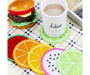 7 pezzi Sottobicchieri in PVC antiscivolo a forma di frutta, design creativo a tema frutta adatto per casa e ristorazione 7 pezzi,Anguria 1 pz,Verde Arancione 1 pz,Limone 1 pz,Carambola 1 pz,Frutto de