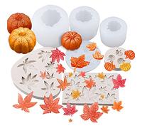 7 Pezzi Stampi in Resina Ringraziamento Halloween, Kalolary Zucca Acero Stampi Silicone Fondente 3D Zucca Stampo Epossidico Candy Making Raccolta autunnale Thanksgiving Halloween Artigianale Fai da Te
