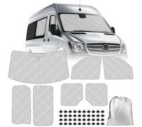 7 Pezzi Tappetino Termico sostituzione per Mercedes Sprinter 2019-2024, Protezione Solare per Parabrezza, Visiere Parasole Pieghevoli, Fodera nera