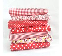 7 Pezzi Tessuto Cotone, Tessuto Cotone Stoffa Patchwork Tessuti a metraggio, Scampoli Stoffe per Cucito Creativo al Metro per Bambini Fai da (Rosso chiaro, 50 x 50 cm)