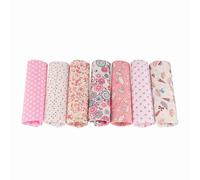 7 pezzi tessuto di cotone trapuntato, fiori rosa che creano forniture di grasso tronchetti bundle trapuntanti artigianali per cucire mestieri fai -da -te (25 * 25 cm)