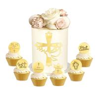7 pezzi tortora oro acrilico decorazione torta decorazione torta torta crociata topper,battesimo crociera topper,comunione cupcake topper,piccione croce,matrimonio primo comunione,baby shower party