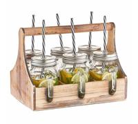 7 Pezzi Trinkgläser- Set Incl. Coperchio Cannuccia Scatola con Manico A ` 0,45 L
