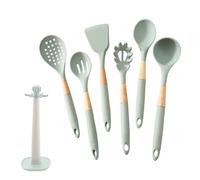 7-Piece White Silicone Kitchen Tool Set With Storage Rack - Heat-Resistant And Cooking Utensils | Includes Spatula And Turner | Dishwasher Safe Kitchen Essentials For Singles