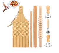 7 Pieces Food-Grade Wooden Manual Stamp - Ravioli Cutter Wheel - for Kitchen Cooking Dumpling Dough Pastry Home Restaurant Commercial Food Preparation Meal Prep Party