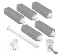 7 pietre pomice per WC, pietra pomice per la pulizia del WC, con 1 manico per la pulizia e 1 gancio autoadesivo, manico extra lungo per rimuovere il calcare del WC, per cucina, bagno, piscina
