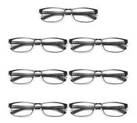 7 Pk da Uomo Rettangolare Blu Luce Blocco Occhiali da Lettura Molla Cerniera