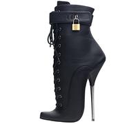 7 Pollici Ballet Lock Stivaletti Fetish Tacchi Alti Unisex Uomo Donna Pompe Cosplay Sexy Stripper Club Pole Dance Shoes,Nero,38