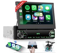 7 pollici Flip Out Autoradio 1 Din con DAB Wireless Carplay Android Auto, Podofo 1 Din Touch Screen Autoradio Bluetooth con Mirror Link EQ FM USB Tipo-C AUX Microfono Telecamera posteriore HD
