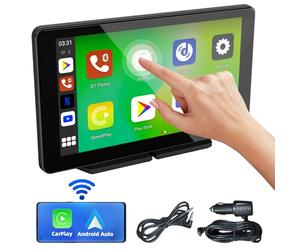 7 Pollici Schermo per Auto, Carplay Schermo Bluetooth Portatile con Apple Carplay e Android Auto, Android Auto Display con Navigazione, Controllo Vocale, Mirror Link, AUX, FM per Tutti i Veicoli