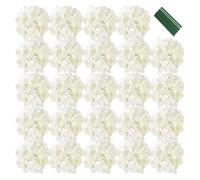 7 pollici teste di ortensia di seta teste di fiori artificiali con steli fiori di ortensia finti for la decorazione domestica di nozze, confezione da 25 (bianco)