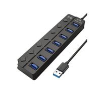 7-Port USB 3.0 Hub with LED Indicator Independent Control for Laptop Flash Drive Hard Disk Camera Keyboard