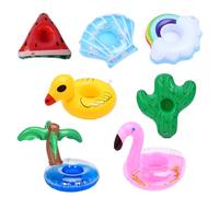 7 portabicchieri galleggianti a tema estivo | Anguria, conchiglia/nuvola/fenicottero rosa/anatra/cocco/cactus | Accessorio per feste in piscina