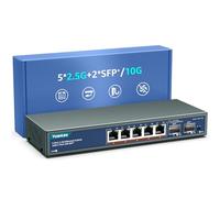 7 Porte 2,5G Switch Ethernet Umanaged, 5 Port 2,5G Base-T, 2 Port 10G SFP, Compatibile 10/100/1000M, Metallo Senza Ventola, Switch di Rete YuanLey 2,5Gbe da Tavolo/Muro per AP Wireless, NAS, PC