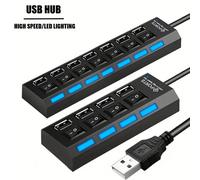 7 Porte/4 Porte con luce LED Adattatore Hub USB 2.0, [Solo supporta la trasmissione dati, non può caricare] con accensione/spegnimento indipendente, adatto per computer, tablet, laptop [Solo supporta 