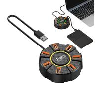 7 porte USB Hub Splitter Adapter, Round Data USB Splitter Cable with LED Lights, Multi Functional for Keyboard, Flash Drive, Printer, and Other Devices, Portable and Practical 1,2 m