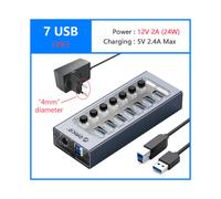 (7 prese USB e UE) Presa splitter hub USB alimentata con interruttore a chiave on-off per slot multi